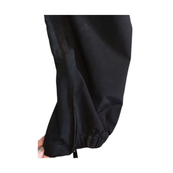 Vintage US Army Nylon Track Pants Large Black Elastic Waist Side Ankle Zip - Picture 4 of 6